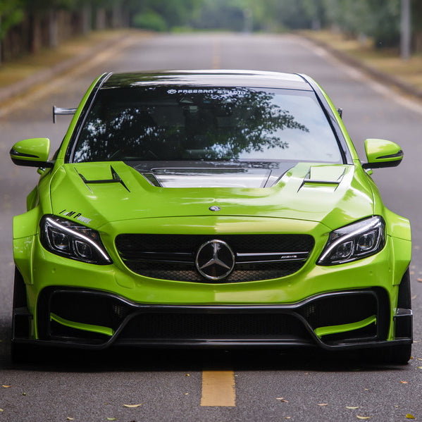 iMP Performance 2015-2021 Mercedes Benz W205 C63 AMG Sedan Partial Carbon Front Bumnper w/ Front Lip & Canards