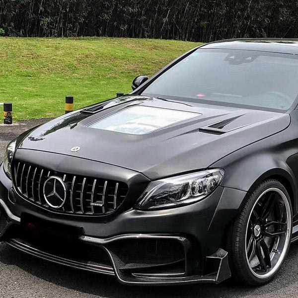 iMP Performance 2015-2021 Mercedes Benz W205 C63 AMG Sedan Carbon Fiber Hood w/ Glass