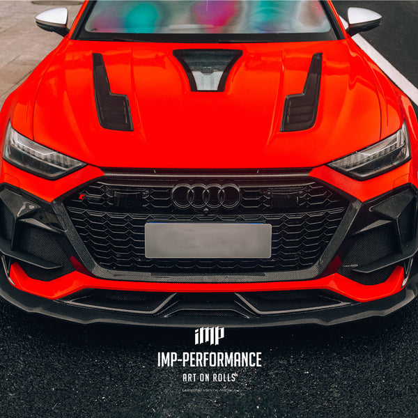 iMP Performance 2019-2022 Audi RS6 Avant C8 Partial Carbon Fiber Hood Bonnet w/ Glass