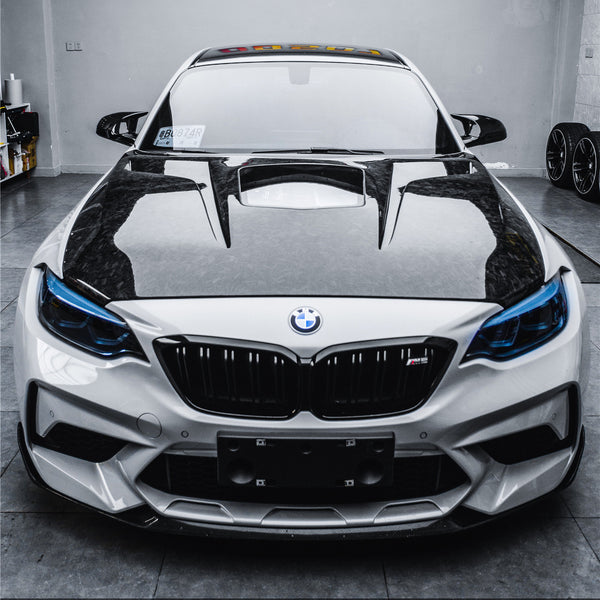 iMP Performance 2014-2019 BMW F87 M2 M2C Partial Carbon Fiber Hood w/ Glass
