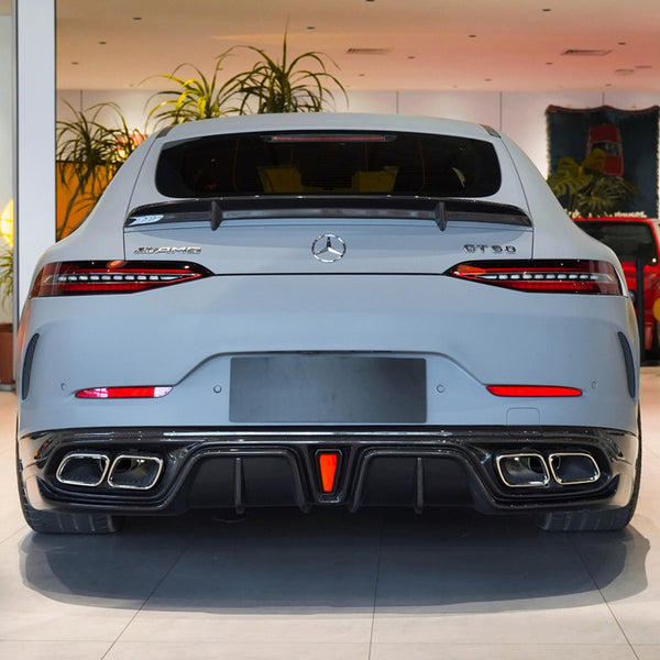 iMP Performance 2018-2024 Mercedes Benz AMG X290 GT43/GT50/GT53 4-Door Coupe RWD & AWD Carbon Fiber Rear Lip w/ Reflector & Muffler Tips